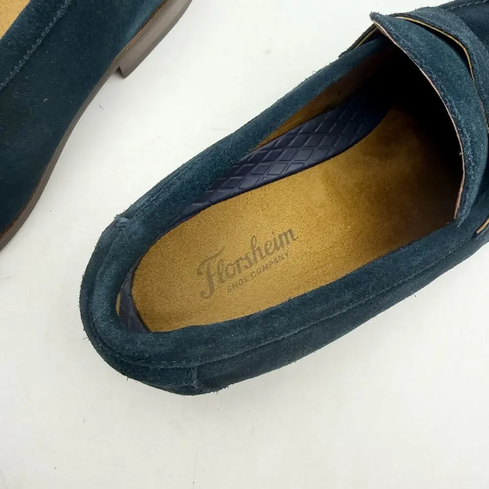Florsheim Mens Rucci Penny Loafers US 11 M Navy Suede Slip On EUC
